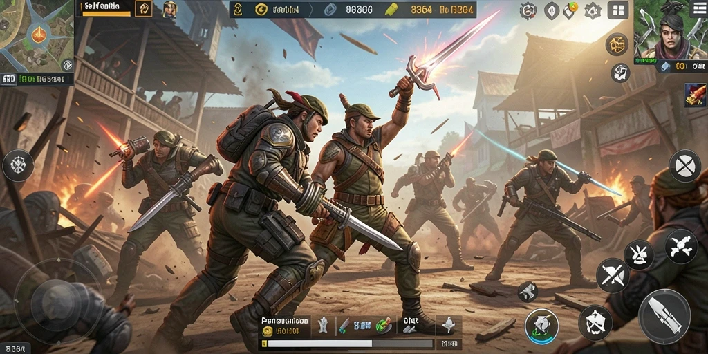 Tampilan aksi seru dari gameplay Battle Royale di 8364.