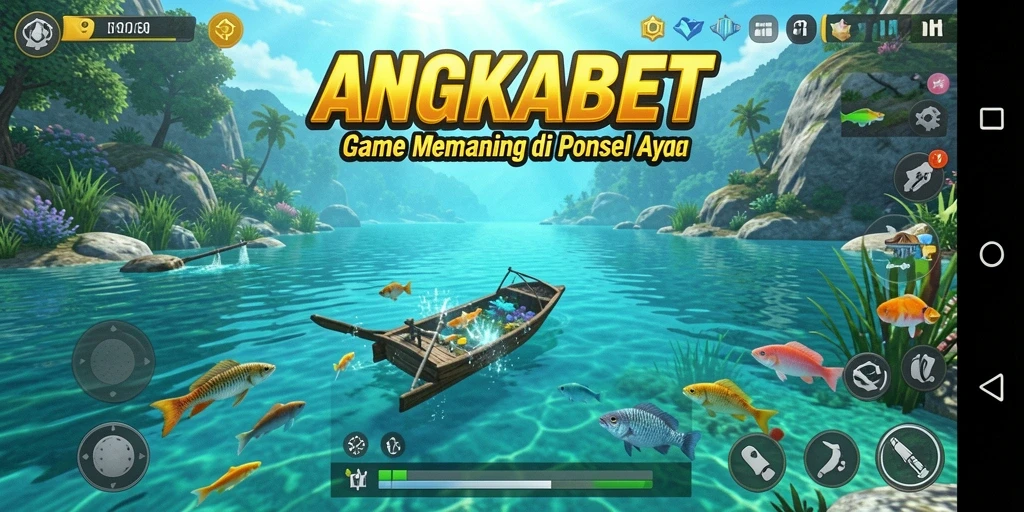 Screenshot utama ANGKABET menampilkan suasana memancing yang menawan.