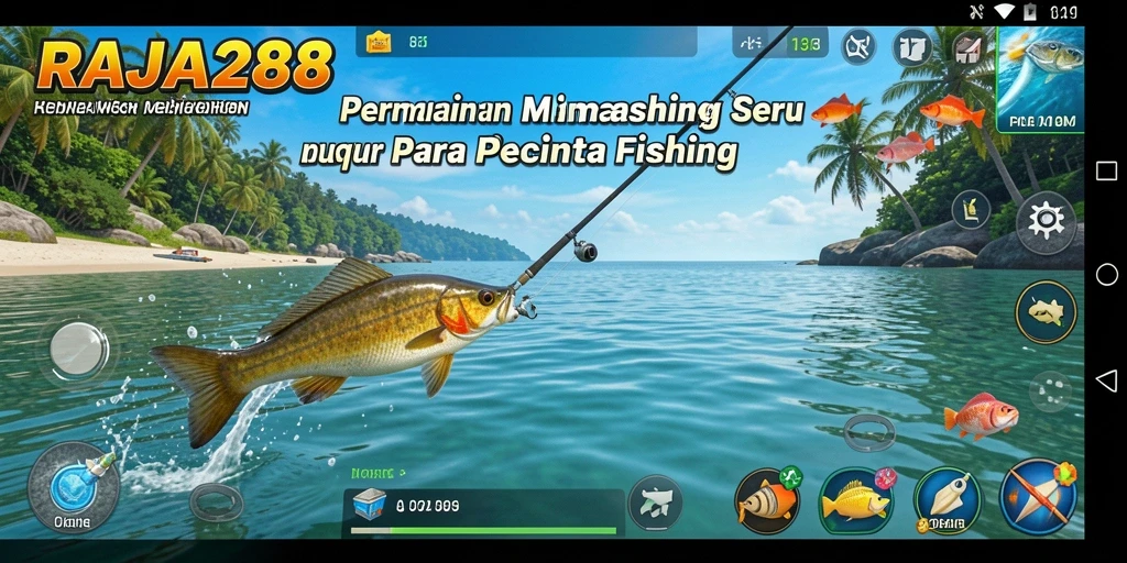 Screenshot gameplay RAJA288 menampilkan adegan memancing yang penuh aksi.