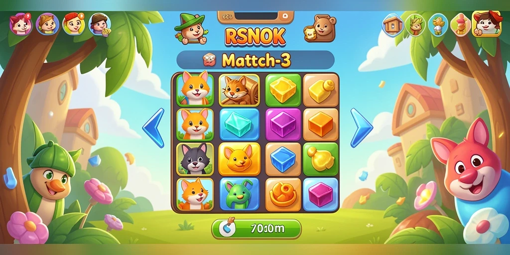 Screenshot gameplay RSNOK menampilkan elemen Match-3 yang memuaskan.