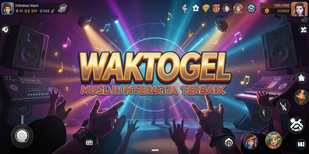 Tampilan gameplay interaktif WAKTOGEL dengan musik yang mengasyikkan.