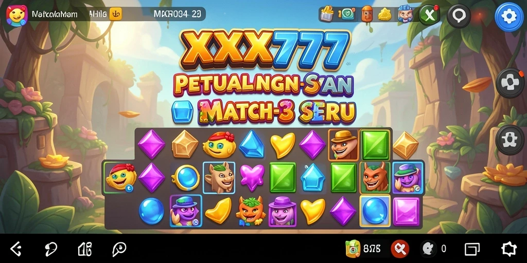 Tampilan gameplay seru XXX777 dengan tantangan match-3.